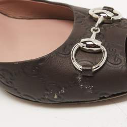 Gucci Dark Brown Guccissima Leather Horsebit Slide Sandals Size 38.5