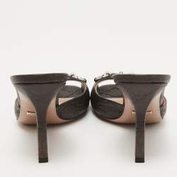 Gucci Dark Brown Guccissima Leather Horsebit Slide Sandals Size 38.5