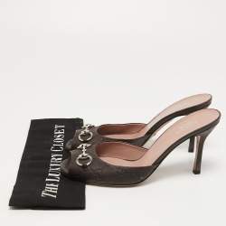 Gucci Dark Brown Guccissima Leather Horsebit Slide Sandals Size 38.5
