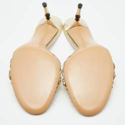 مملوكة مسبقًا Gucci Metallic Gold Leather Braided Slide Sandals Size 42.5