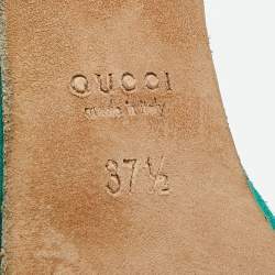 Gucci Green/Gold Suede and Snakeskin Leather Ankle Strap Sandals Size 37.5