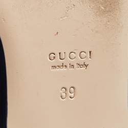 Pre Owned Gucci Cream Leather Bee and Star Embroidered Princetown Flat Mules Size 39