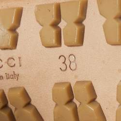 Pre Owned Gucci Olive Green Leather and Knit Fabric Lace Up Platform Boots Size 38