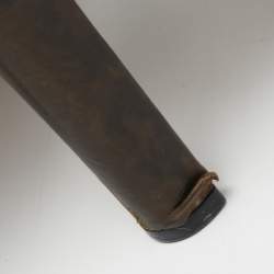 Pre Owned Gucci Olive Green Leather and Knit Fabric Lace Up Platform Boots Size 38