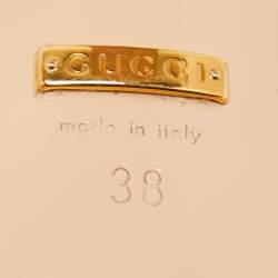 Gucci Gold Leather Crystal Embellished Dora Slide Sandals Size 38