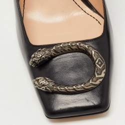 Gucci Black Leather Dionysus Square Toe Pumps Size 40