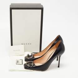 Gucci Black Leather Dionysus Square Toe Pumps Size 40