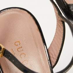 Gucci Black Patent Leather Claudie Platform Sandals Size 36.5