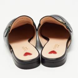 Gucci Black Leather Princetown Flat Mules Size 38