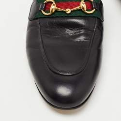 Gucci Black Leather Princetown Flat Mules Size 38