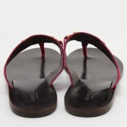 Pre Owned Gucci Pink Suede Horsebit Thong Flat Sandals Size 39