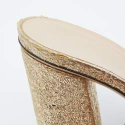 Gucci Metallic Gold Texture Leather Double G Marmont Fringe Slide Sandals Size 39