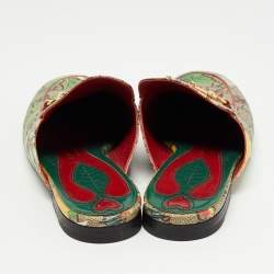 Gucci Multicolor Tian Print GG Supreme Canvas Horsebit Flat Mules Size 36
