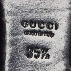 Pre Owned Gucci Black Suede and Leather Thong Ankle Strap Sandals Size 35.5