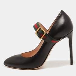 Pre Owned Gucci Black Leather Sylvie Pumps Size 39