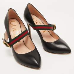 Pre Owned Gucci Black Leather Sylvie Pumps Size 39