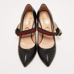 Pre Owned Gucci Black Leather Sylvie Pumps Size 39