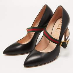 Pre Owned Gucci Black Leather Sylvie Pumps Size 39