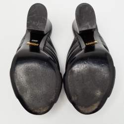 Gucci Black Quilted Leather Webby Criss Cross Open Toe Mules Size 37