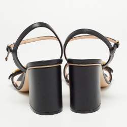 Gucci Black Leather GG Marmont Ankle Strap Sandals Size 39