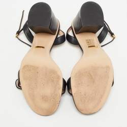 Gucci Black Leather GG Marmont Ankle Strap Sandals Size 39