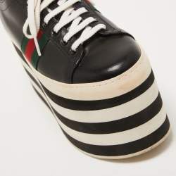 Gucci Black Leather Peggy Ace Platform Sneakers Size 40