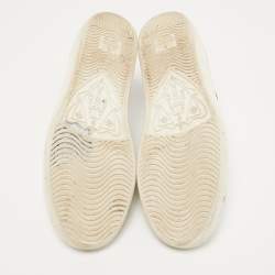 Pre Owned Gucci White Leather Embroidered Bee Ace Sneakers Size 36.5