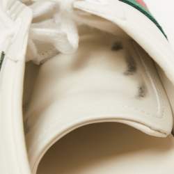 Pre Owned Gucci White Leather Embroidered Bee Ace Sneakers Size 36.5