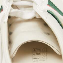 Pre Owned Gucci White Leather Embroidered Bee Ace Sneakers Size 36.5