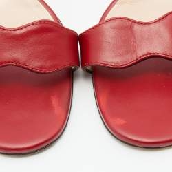 Pre Owned صندل غوتشي جي جي مارمونت جلد أحمر بحزام للكاحل مقاس 37.5