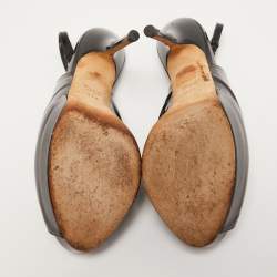 مملوكة مسبقًا Gucci Black Patent Leather Sofia Platform Slingback Sandals Size 37.5