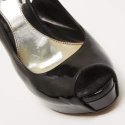 مملوكة مسبقًا Gucci Black Patent Leather Sofia Platform Slingback Sandals Size 37.5