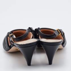 Pre Owned Gucci Black Matelassé Leather Slingback Pumps Size 40.5