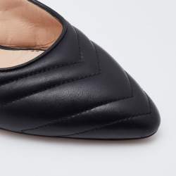Pre Owned Gucci Black Matelassé Leather Slingback Pumps Size 40.5