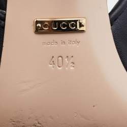 Pre Owned Gucci Black Matelassé Leather Slingback Pumps Size 40.5