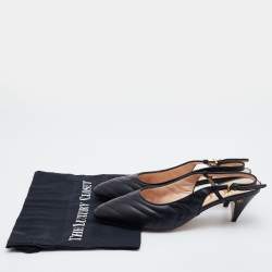 Pre Owned Gucci Black Matelassé Leather Slingback Pumps Size 40.5