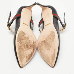 Gucci Black Leather Sylvie Mary Jane Pumps Size 39