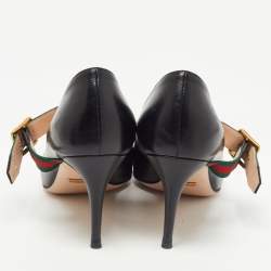 Gucci Black Leather Sylvie Mary Jane Pumps Size 39