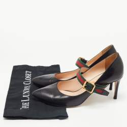 Gucci Black Leather Sylvie Mary Jane Pumps Size 39