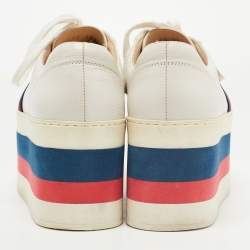 Gucci White Leather Peggy Platform Sneakers Size 38.5