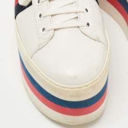 Gucci White Leather Peggy Platform Sneakers Size 38.5