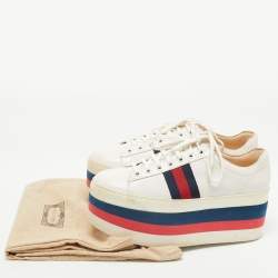 Gucci White Leather Peggy Platform Sneakers Size 38.5