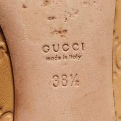 Pre Owned Gucci Beige Leather Guccissima Ballet Flats Size 38.5
