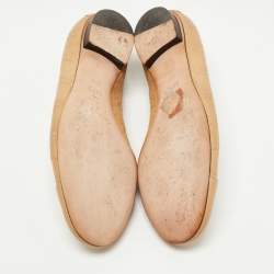 Pre Owned Gucci Beige Leather Guccissima Ballet Flats Size 38.5