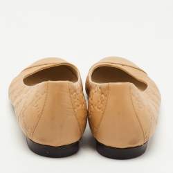 Pre Owned Gucci Beige Leather Guccissima Ballet Flats Size 38.5