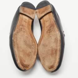 Pre Owned Gucci Black Leather Horsebit Foldable Loafers Size 36.5