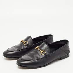 Pre Owned Gucci Black Leather Horsebit Foldable Loafers Size 36.5