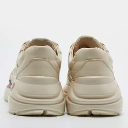 Gucci Cream Leather Rhyton Lace Up Sneakers Size 34