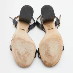 Gucci Black Leather GG Marmont Ankle Strap Sandals Size 37.5