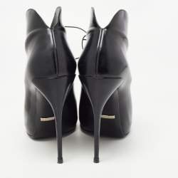 Pre Owned Gucci Black Leather Kim Ankle Boots Size 39